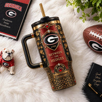 UGA - Between the Hedges, Crimson Panel and Gilded Detail