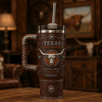 TEX - Tooled Scrollwork, Star Accents and a Longhorn Emblem