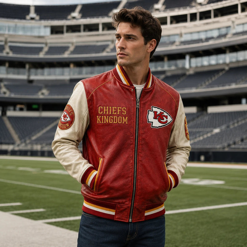 KC Kingdom - Crimson and Cream Varsity Jacket