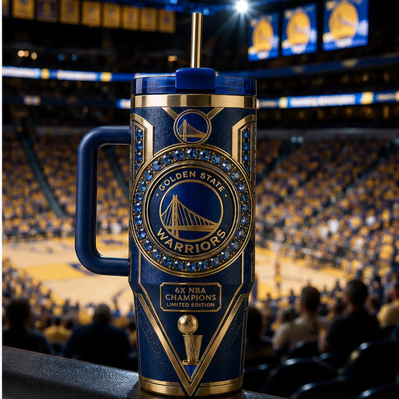 GSW Medallion - Navy and Gold Wraparound Tumbler