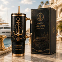 Coastal Legends - Anchor Motif in Black and Gold