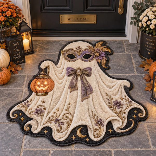 Masquerade Ghost - Ivory Draping and Gilded Lantern Doormat - main