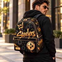 PIT Gold Script - Graffiti Crown Backpack in Black and Gold