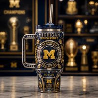 MICH Go Blue - Gold Crest and Navy Heritage Tumbler