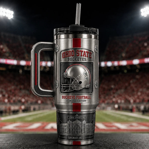 OSU Pewter Panel - Helmet, Scarlet Stripe and Stadium Relief - main