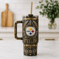 PIT Steel City Legacy - Ornamental Gold Relief Tumbler