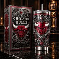 CHI Crest - Ornate Red and Silver Drinkware Statement