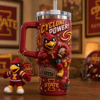 ISU Cyclone Power - Cardinal in Full Stride, Wraparound Tumbler Graphic