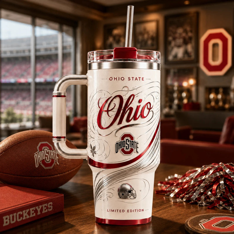 OSU Script - Scarlet Filigree on Cream