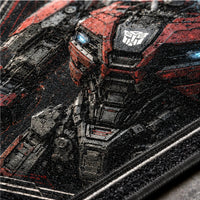 Steel Silence - Red and Black Mech Sentinel Rug