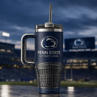 PSU Blue Hour - Stadium Relief and the Lion Mark