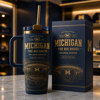 MICH and The Big House - Navy and Gold Stadium Tumbler