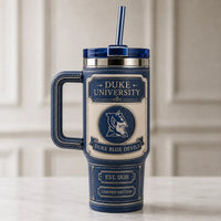 DUKE Heritage Crest - Navy and Cream Tumbler Composition