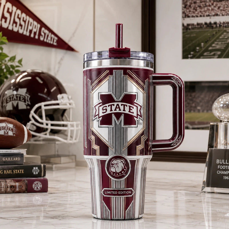 Maroon Deco - MSST Crest Tumbler in Chrome and Maroon