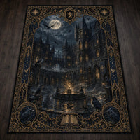 Moonlit Cathedral - Raven and Gilded Border Rug