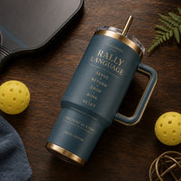 Rally Language - Typographic Court Tumbler in Slate and Brass