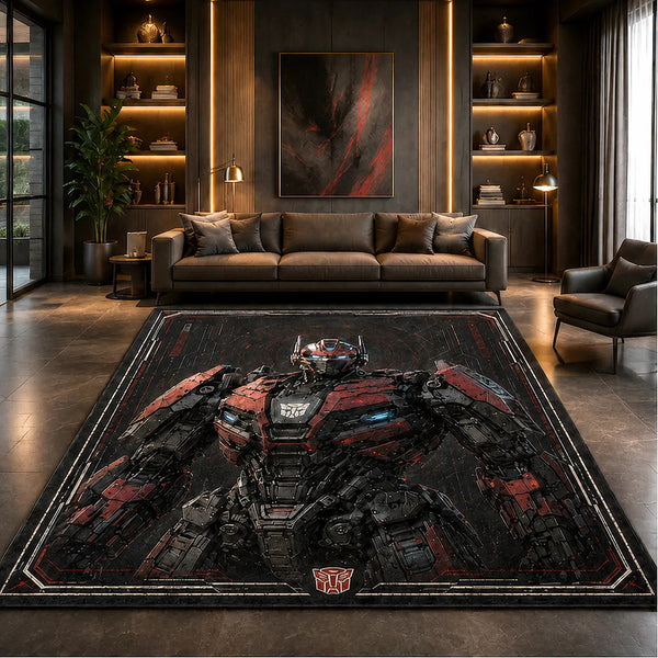 Steel Silence - Red and Black Mech Sentinel Rug - main