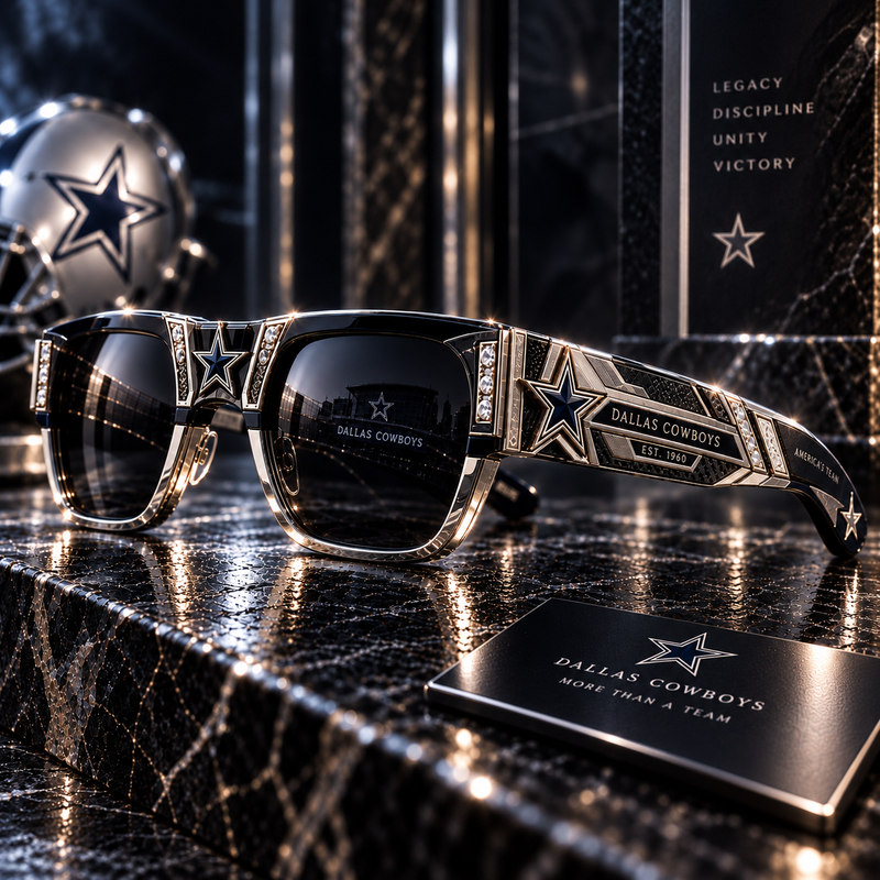 DAL Star Statement - Bold Brow-Line Sunglasses in Navy and Gold