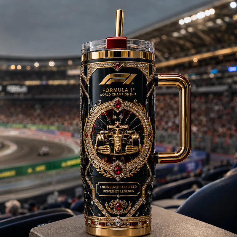 F1 Gilded Crest - Obsidian and Gold Ornamental Tumbler